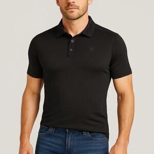 Ariat Tek Charger 2.0 Fitted Polo Shirt Black Mens Medium Performance